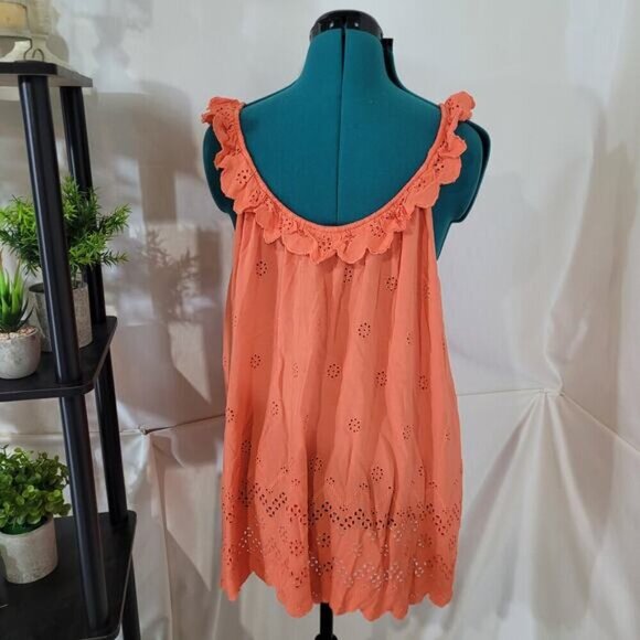 Torrid Coral Eyelet Ruffle Tie Front‎ Tank Top - Size 4X - Picture 5 of 10